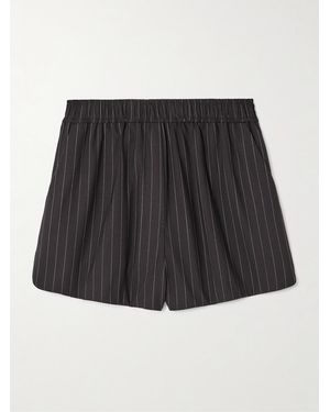 St. Agni Pinstriped Virgin Wool-Blend Shorts - Black