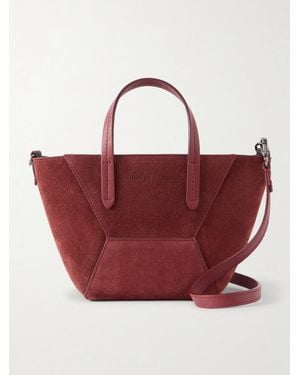 Brunello Cucinelli Embellished Suede Shoulder Bag - Red