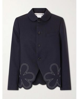 Comme des Garçons Embroidered Gabardine Blazer - Blue