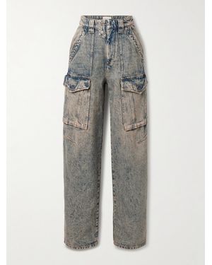 Isabel Marant Heilani High-Rise Straight-Leg Cargo Jeans - Grey