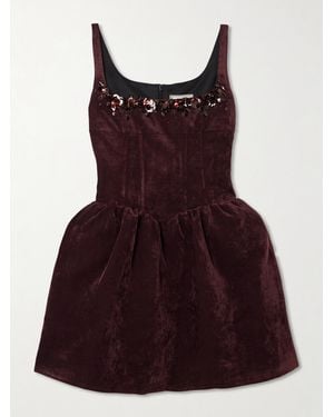 ShuShu/Tong Embellished Velvet Mini Dress - Red