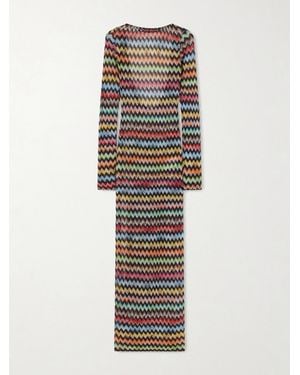 Missoni Striped Metallic Crochet-Knit Cover-Up - White