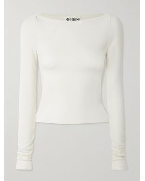 ÉTERNE Cropped Ribbed Stretch-Jersey Top - White