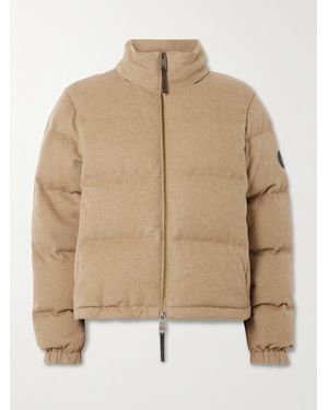 Burberry Wattierte Daunenjacke Aus Gebürstetem Kaschmir Mit Applikation - Natur