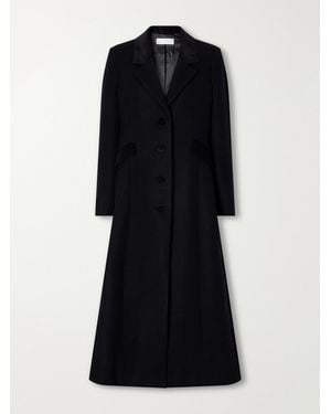 D'Estree Maria Velvet-Trimmed Wool-Felt Coat - Black