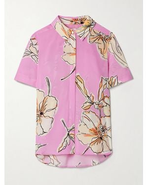 Aje. Mirella Floral-Print Silk Shirt - Pink