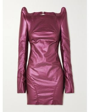 Rick Owens Abito Cutout Coated-Denim Mini Dress - Purple