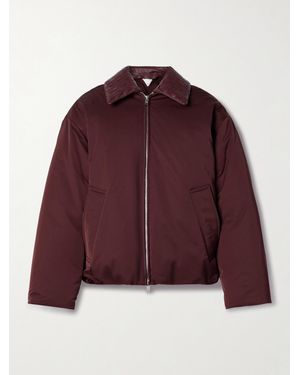 Bottega Veneta Intrecciato Leather-Trimmed Shell Down Jacket - Purple