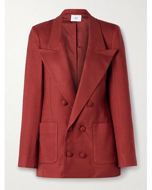Adam Lippes Riva Double-Breasted Canvas Blazer - Red