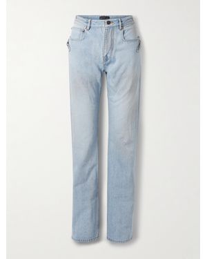 Balenciaga City Studded High-Rise Straight-Leg Jeans - Blue