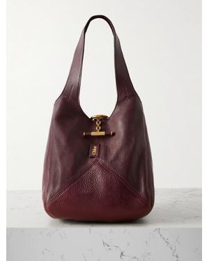 Chloé Balloon Panelled Textured-Leather Tote - Purple