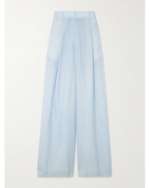 Dries Van Noten Striped Satin-Crepe Wide-Leg Trousers - Blue