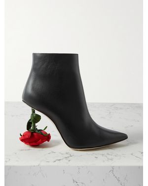 Loewe Rose Embellished Leather Ankle Boots - Black