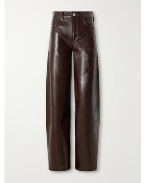 Agolde Arc Recycled Leather-Blend Mid-Rise Wide-Leg Trousers - Brown