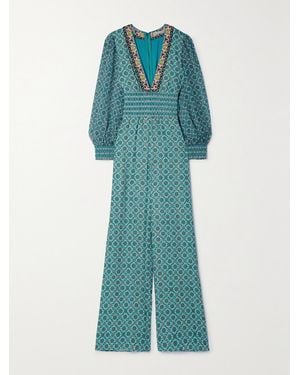 Alice + Olivia Reba Printed Crepe Jumpsuit - Green