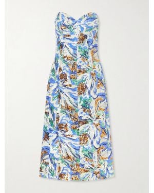 Rabanne Strapless Sequined Crepe Midi Dress - Blue