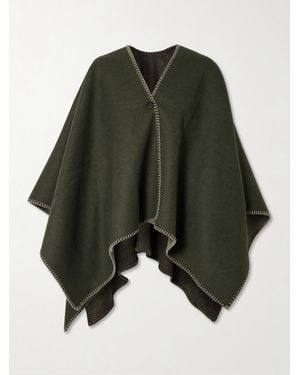 James Purdey & Sons Welbeck Reversible Whipstiched Checked Wool And Cashmere-Blend Cape - Green