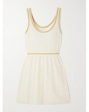 Eres Elite Striped Ribbed Wool And Cashmere-Blend Mini Dress - Natural