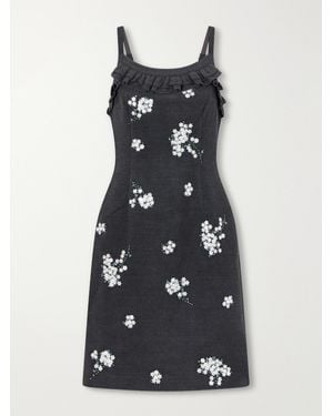 ShuShu/Tong Sequin-Embellished Ruffled Wool-Blend Midi Dress - Blue
