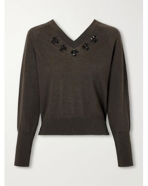 Simone Rocha Embellished Merino Wool And Silk-Blend Jumper - Black