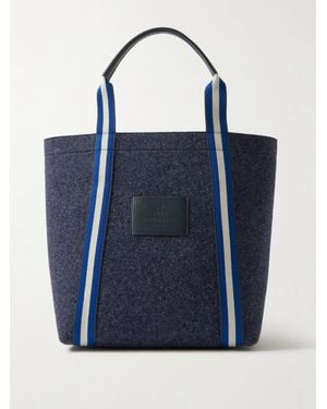 Anya Hindmarch Pont Tote Aus Recyceltem Wollfilz Mit Besätzen Aus Leder Und Canvas Mit Jacquard-Muster - Blau