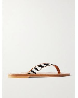 K. Jacques Torino Zebra-Print Goat Hair Flip Flops - Multicolour