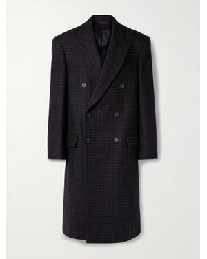 Wardrobe NYC Double-Breasted Checked Wool Coat - Black