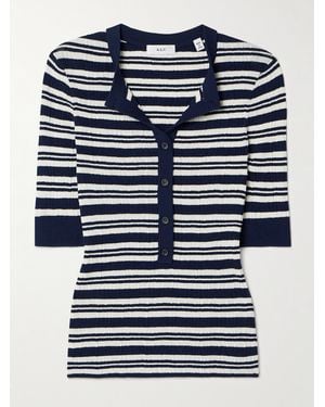 A.L.C. Fisher Striped Ribbed Cotton-Blend Top - Blue
