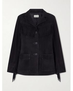 RIXO London Teagan Fringed Suede Jacket - Black