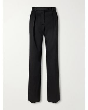 Willy Chavarria Pleated Wool-Blend High-Rise Straight-Leg Trousers - Black