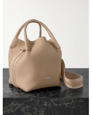 Loro Piana Bale Canvas-Trimmed Textured-Leather Tote - Natural
