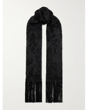 Gabriela Hearst Blaine Fringed Silk And Wool-Blend Jacquard Scarf - Black