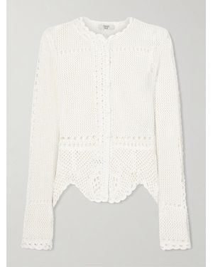 Erdem Crocheted Cotton Peplum Cardigan - White