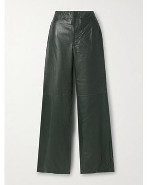 Ulla Johnson Lotti Panelled Leather Wide-Leg Trousers - Green
