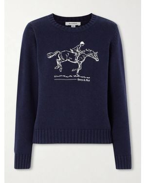 Sporty & Rich Embroidered Cotton Jumper - Blue