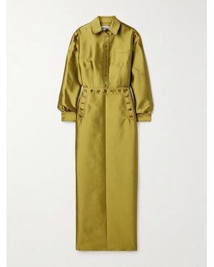 Christopher John Rogers Sailor Silk And Wool-Blend Duchesse-Satin Maxi Dress - Yellow