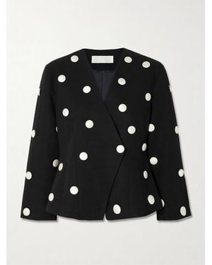 D'Estree Aloise Embellished Polka-Dot Cotton-Faille Blazer - Black