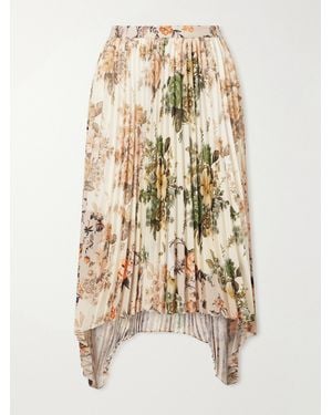 Acne Studios Pleated Floral-Print Georgette Midi Skirt - Natural