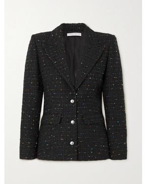 Alessandra Rich Sequin-Embellished Metallic Tweed Blazer - Black