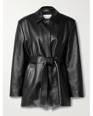 Magda Butrym Lederjacke Mit Bindegürtel - Schwarz