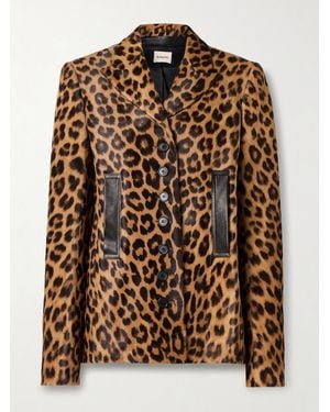 KHAITE Saraphina Leather-Trimmed Leopard-Print Calf Hair Jacket - Brown