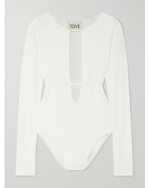 TOVE Jennifer Cutout Stretch-Crepe Bodysuit - White