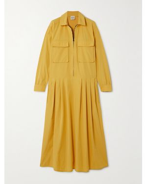 Tod's Pleated Cotton-Poplin Midi Shirt Dress - Yellow