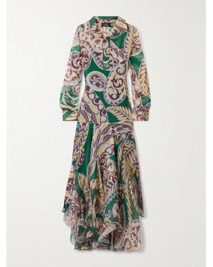 Etro Long Silk Dress With Floral Paisley Motif - Multicolor