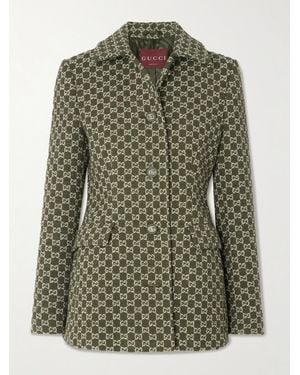 Gucci Veste En Bouclé De Coton Mélangé Jacquard - Vert