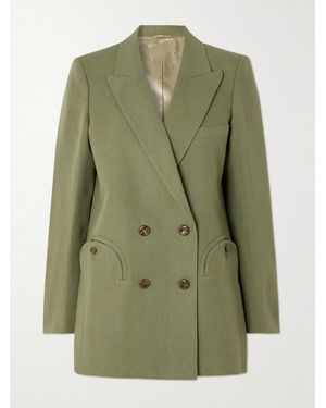 Blazé Milano Midday Sun Double-Breasted Linen Blazer - Green