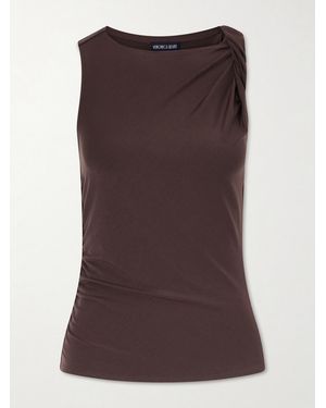 Veronica Beard Otessa Twisted Lyocell-Blend Jersey Top - Brown