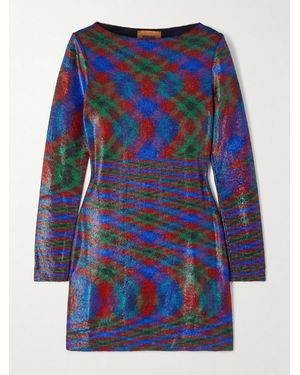 Missoni Striped Metallic Jersey Mini Dress - Blue