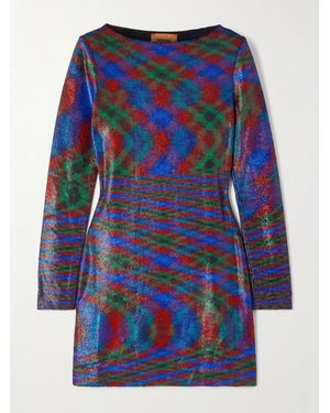Missoni Minikleid Aus Gestreiftem Metallic-Jersey - Blau