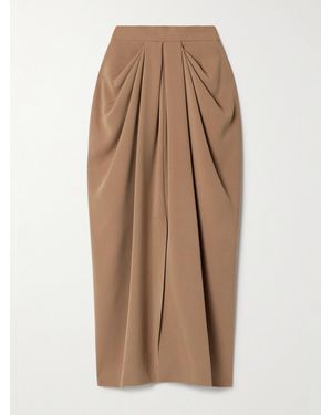 Max Mara Ridente Asymmetric Draped Crepe Maxi Skirt - Natural